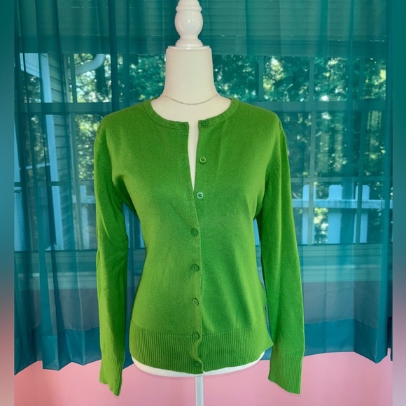 GAP Vintage Y2K Green Cardigan Sweater Women’s Size L Cashmere Blend Made in ‘06 - Picture 1 of 7